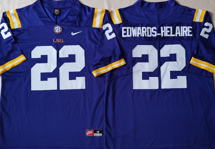 Men's LSU Tigers Clyde Edwards-Helaire #22 Purple Player Game Jersey sports jersey product view 1