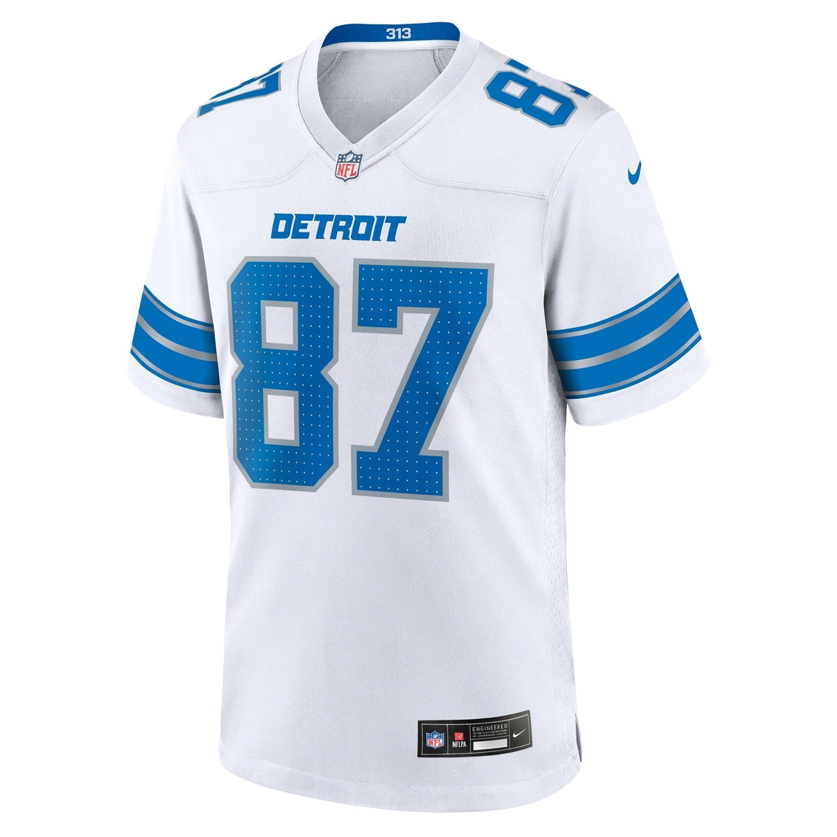 Sam LaPorta Detroit Lions Nike White Game Jersey - White football jersey product view 2