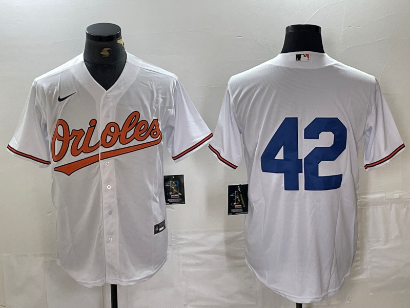 Men's Baltimore Orioles #42 White 2024 Jackie Robinson Day Home Limited Jersey1 baseball jersey product view 1