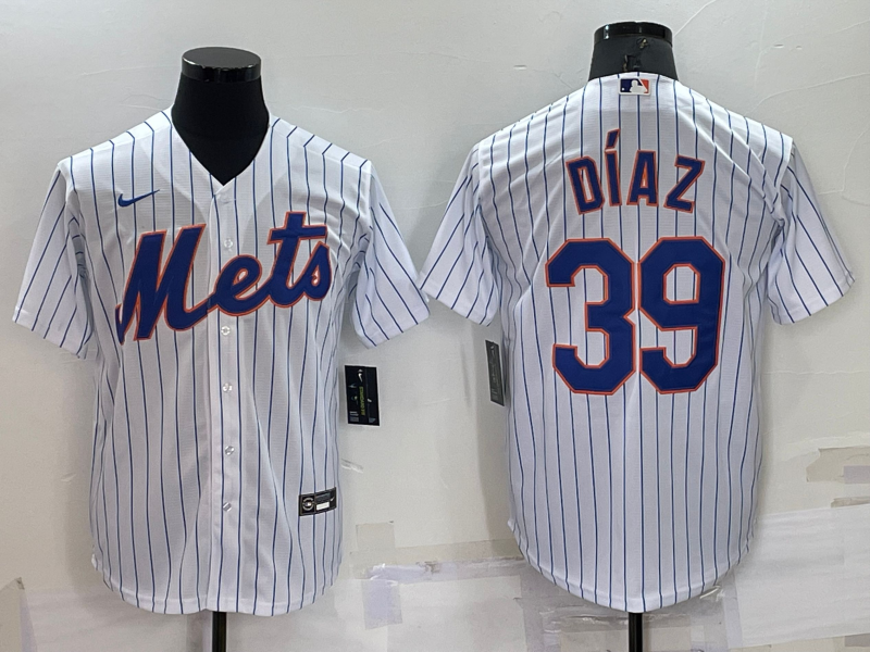 Men's New York Mets Edwin Diaz #39 White Replica Baseball Jersey1 baseball jersey product view 1