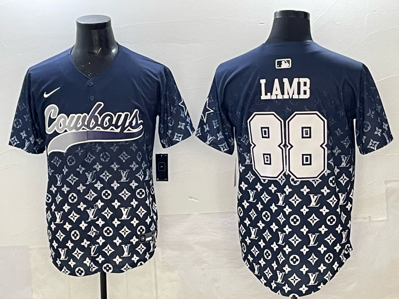 Men's Dallas Cowboys CeeDee Lamb #88 Navy Team Game Player Jersey football jersey product view 1