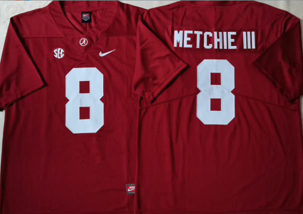 Men's Alabama Crimson Tide John Metchie III #8 Crimson Player Game Jersey sports jersey product view 1