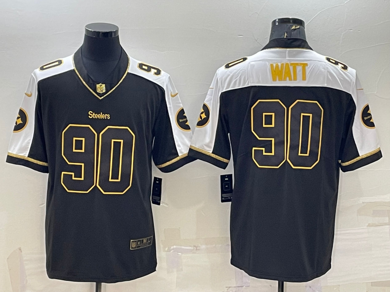Men's Pittsburgh Steelers #90 T.J. Watt Black Game Jersey1 football jersey product view 1