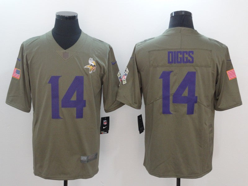 Men's Minnesota Vikings Stefon Diggs #14 Brown Game Player Jersey1 football jersey product view 1
