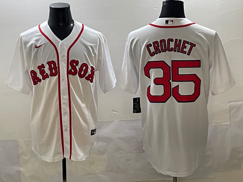 Men's Boston Red Sox Garrett Crochet #35 White Home Replica Player Jersey baseball jersey product view 1