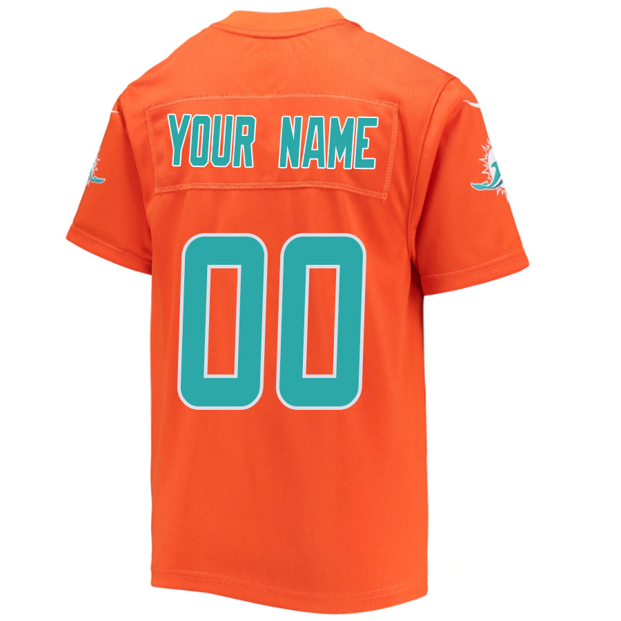 Custom M.Dolphins Orange Game Jersey -American Stitched Football Jerseys football jersey product view 1