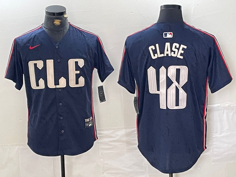 Men's Cleveland Guardians Emmanuel Clase #48 Navy 2024 City Connect Limited Jersey1 baseball jersey product view 1