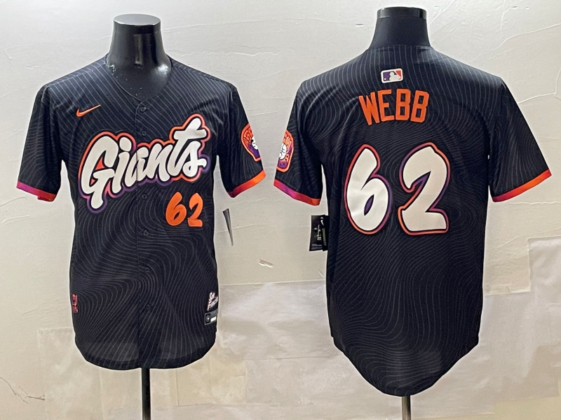 Men's San Francisco Giants Logan Webb #62 Black 2025 City Connect Limited Player Jersey baseball jersey product view 1