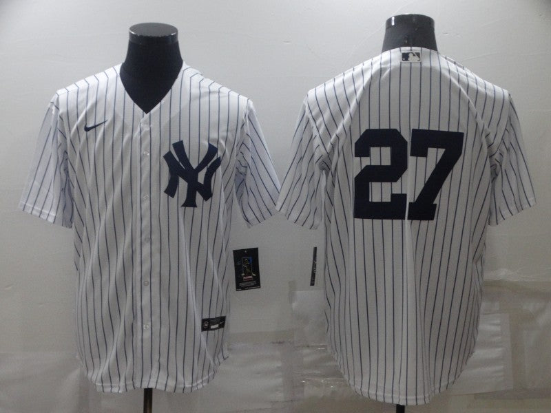 Men's New York Yankees Giancarlo Stanton #27 White Replica Player Name Jersey1 baseball jersey product view 1