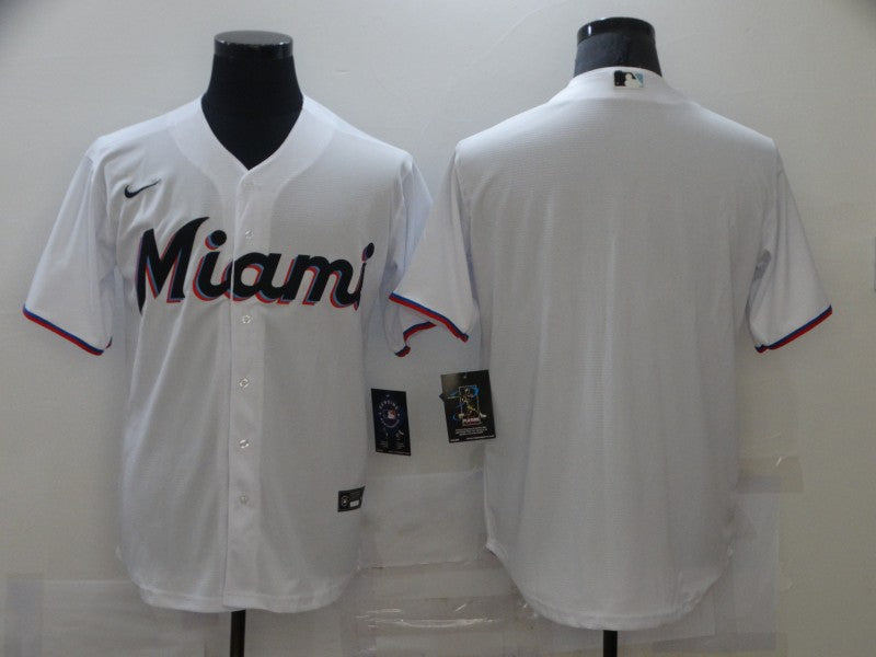 Men's Miami Marlins White Home Blank Replica Jersey1 baseball jersey product view 1