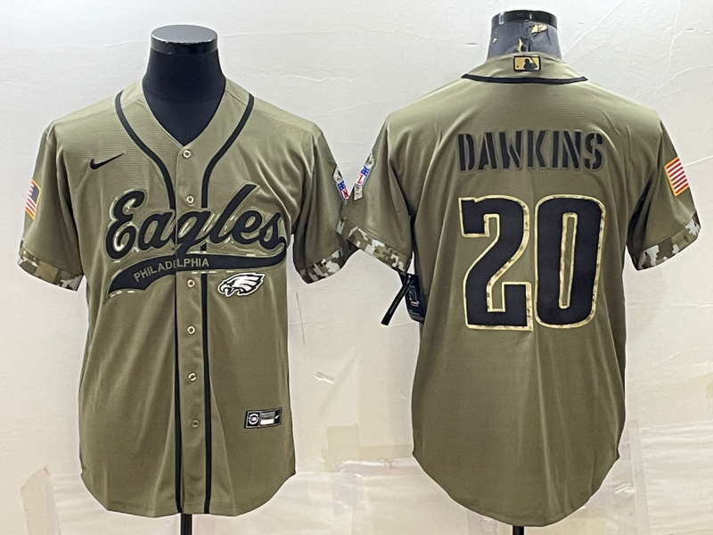 Men's Philadelphia Eagles Brian Dawkins #20 Olive 2022 Salute To Service Limited Jersey1 Joint Edition football jersey product view 1