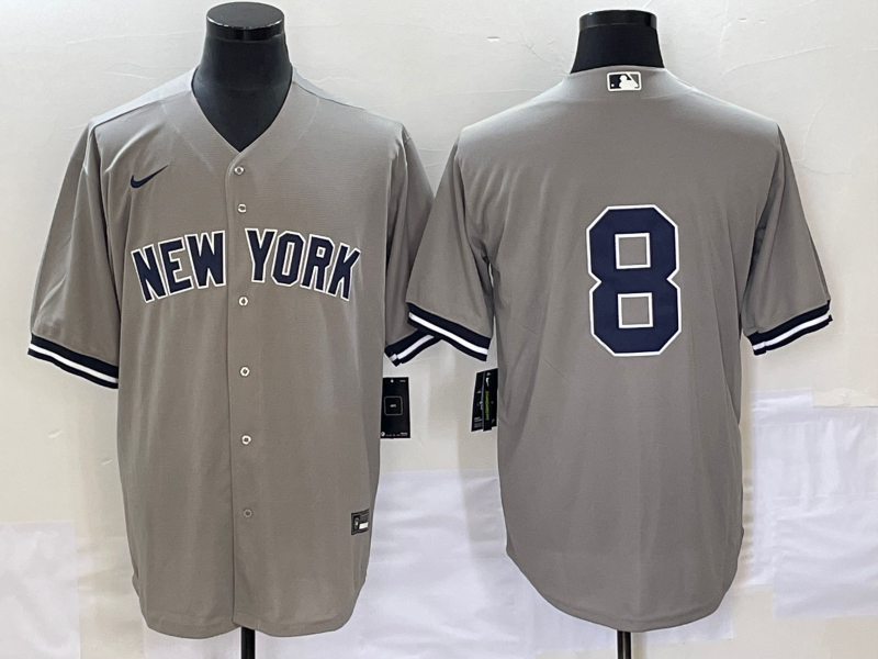 Men's New York Yankees Yogi Berra #8 Gray Replica Player Name Jersey1 baseball jersey product view 1