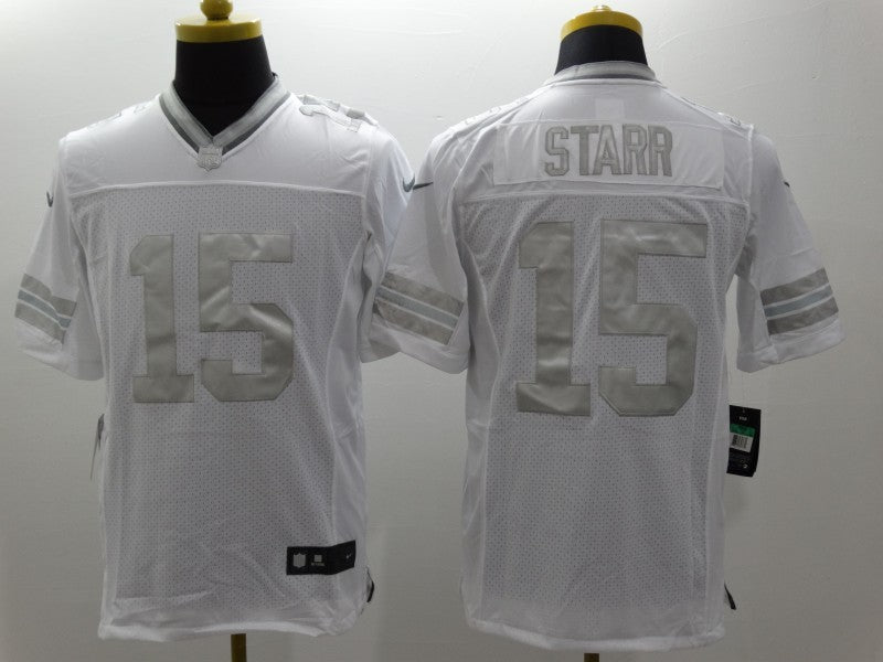 Men's Green Bay Packers Bart Starr #15 White Game Jersey1 football jersey product view 1