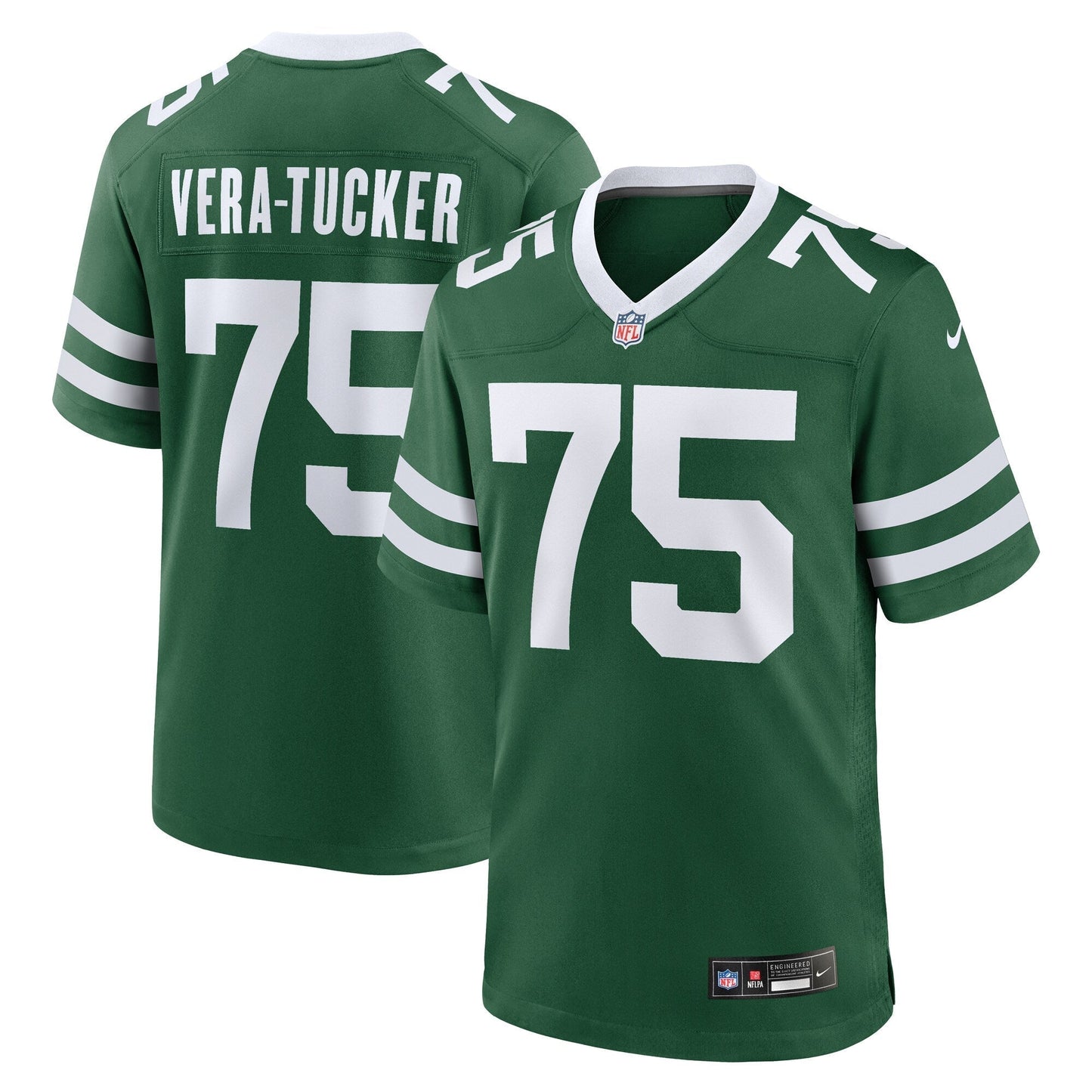 Alijah Vera-Tucker New York Jets Nike Team Game Jersey - Legacy Green football jersey product view 1
