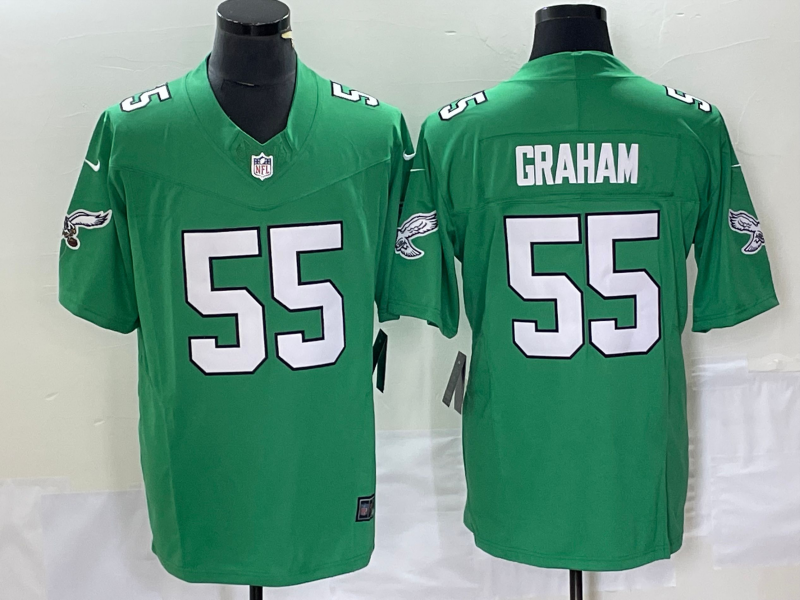 Men's Philadelphia Eagles Brandon Graham #55 Kelly Green Game Jersey1 football jersey product view 1