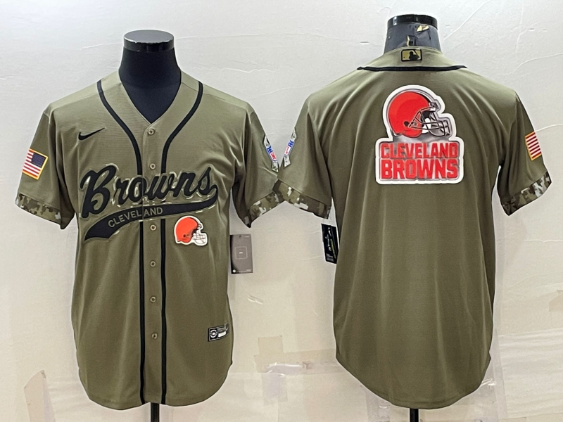 Men's Cleveland Browns Olive 2021 Salute To Service Limited Player Jersey1 football jersey product view 1
