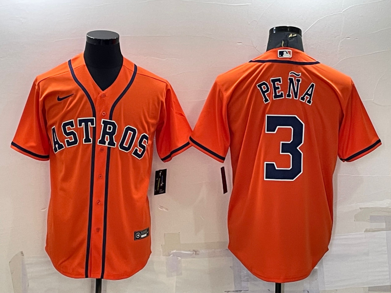 Men's Houston Astros Jeremy Pena #3 Orange Replica Player Jersey baseball jersey product view 1