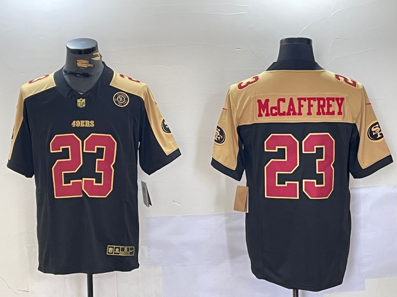 Men's San Francisco 49ers Christian McCaffrey #23 Black Retired Team Player Game Jersey1 football jersey product view 1