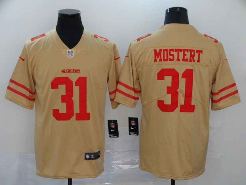 Men's San Francisco 49ers Raheem Mostert #31 Gold Inverted Legend Jersey1 football jersey product view 1