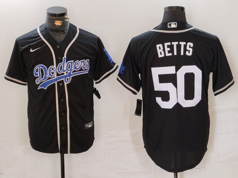 Men's Los Angeles Dodgers Mookie Betts #50 Black Replica Team Jersey1 baseball jersey product view 1