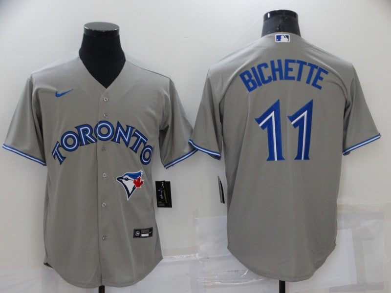 Men's Toronto Blue Jays Bo Bichette #11 Gray Replica Baseball Jersey1 baseball jersey product view 1