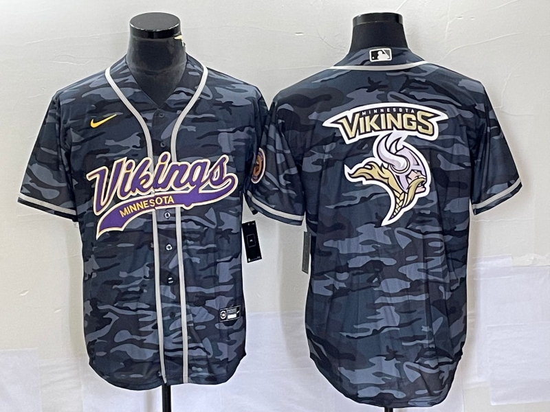Men's Minnesota Vikings Grey Camouflage Game Jersey1 football jersey product view 1
