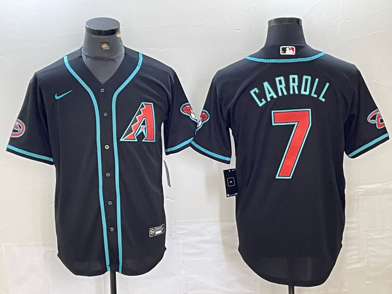 Men's Arizona Diamondbacks Corbin Carroll #7 Black Replica Player Jersey1 baseball jersey product view 1