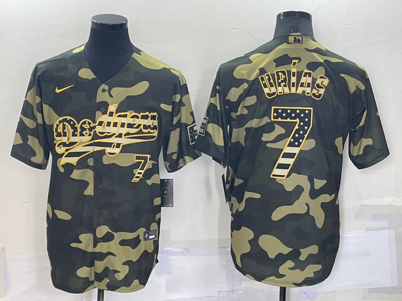 Men's Los Angeles Dodgers Julio Urias #7 Camouflage Replica Baseball Jersey1 baseball jersey product view 1