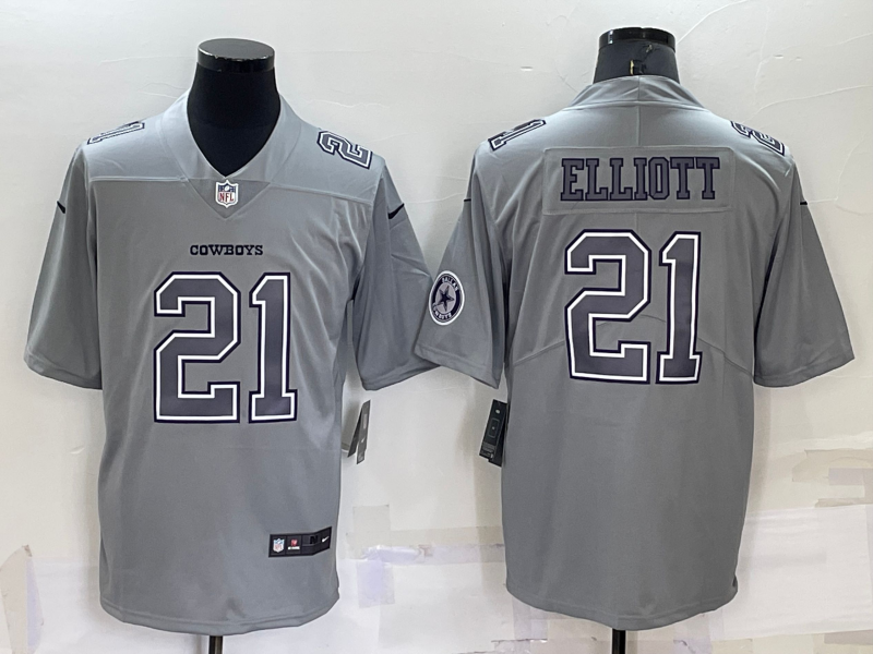 Men's Dallas Cowboys Ezekiel Elliott #21 Gray Atmosphere Fashion Game Jersey1 football jersey product view 1