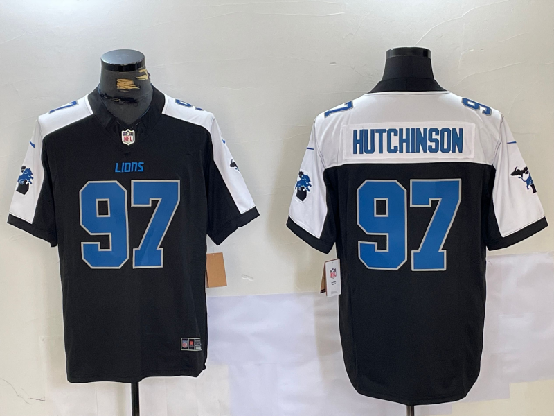 Men's Detroit Lions Aidan Hutchinson #97 Black Game Jersey1 football jersey product view 1