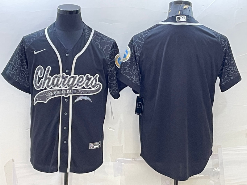 Men's Los Angeles Chargers Black RFLCTV Limited Blank Jersey1 football jersey product view 1