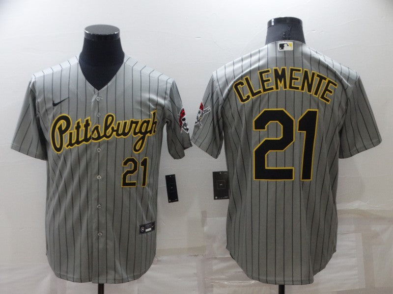 Men's Pittsburgh Pirates Roberto Clemente #21 Gray Authentic Game Jersey1 baseball jersey product view 1