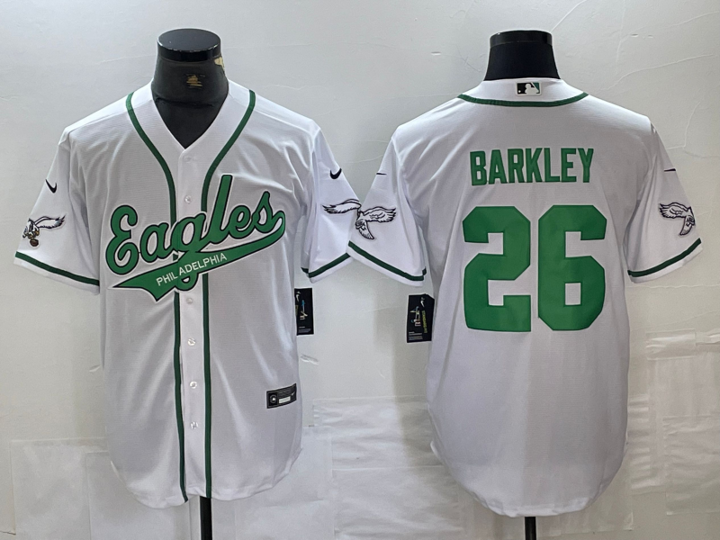 Men's Philadelphia Eagles Saquon Barkley #26 White Game Jersey1 Joint Edition football jersey product view 1