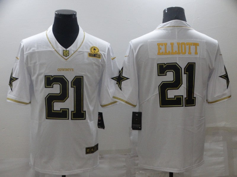 Men's Dallas Cowboys Ezekiel Elliott #21 White Player Game Jersey1 football jersey product view 1