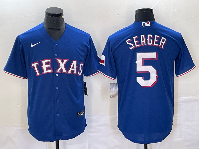 Men's Texas Rangers Corey Seager #5 Blue Replica Baseball Jersey1 baseball jersey product view 1