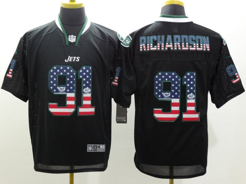 Men's New York Jets Sheldon Richardson #91 Black Game Jersey1 football jersey product view 1