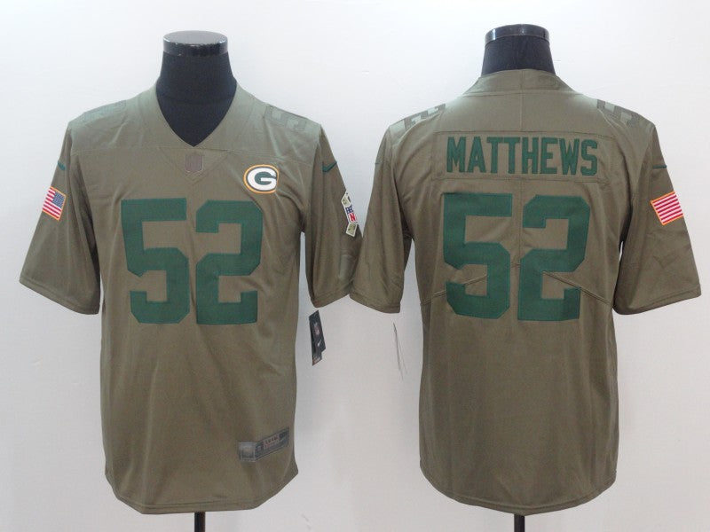 Men's Green Bay Packers Clay Matthews #52 Brown Game Jersey1 football jersey product view 1