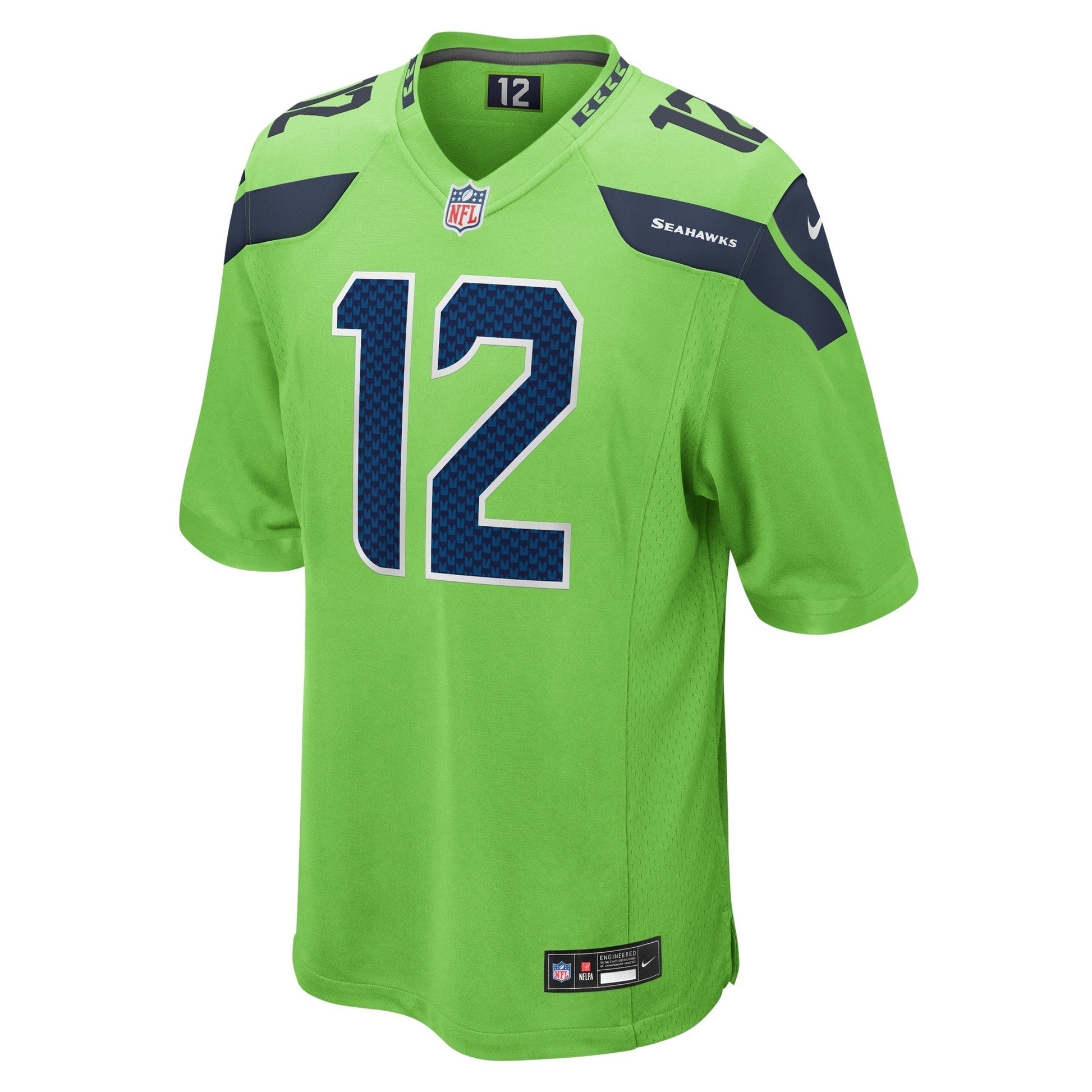 12s Seattle Seahawks Nike Game Jersey - Neon Green football jersey product view 2