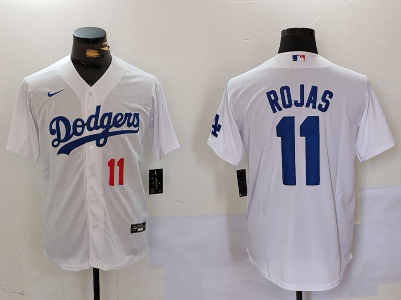 Men's Los Angeles Dodgers Miguel Rojas #11 White Home Replica Player Jersey1 baseball jersey product view 1