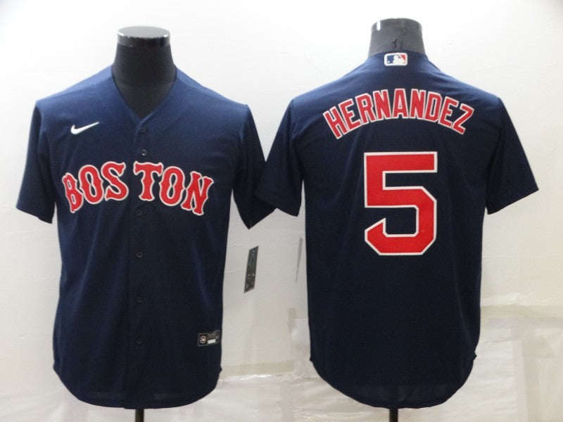 Men's Boston Red Sox Enrique Hernandez #5 Navy Replica Baseball Jersey1 baseball jersey product view 1