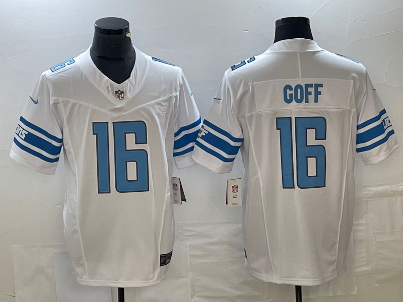 Men's Detroit Lions Jared Goff #16 White Player Game Jersey1 football jersey product view 1