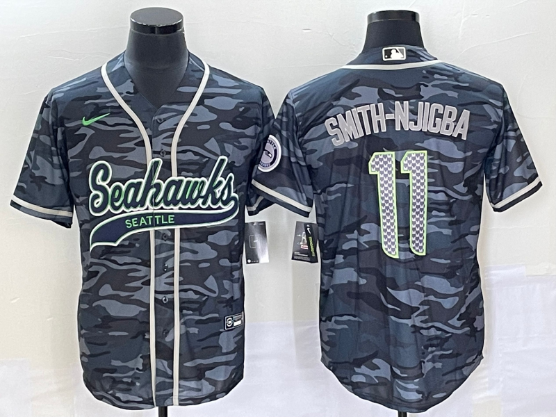 Men's Seattle Seahawks Jaxon Smith-Njigba #11 Grey Camouflage Game Jersey Joint Edition football jersey product view 1