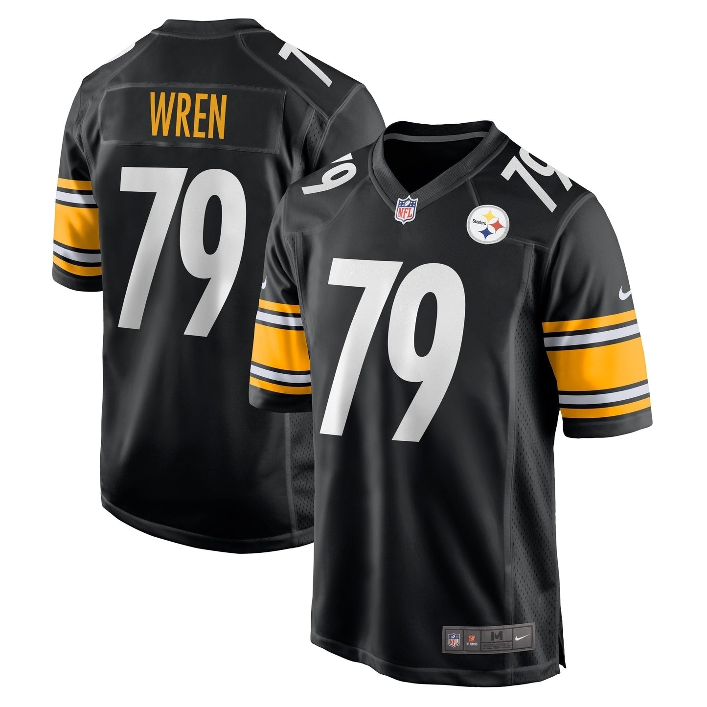 Renell Wren Pittsburgh Steelers Nike Game Jersey - Black football jersey product view 1