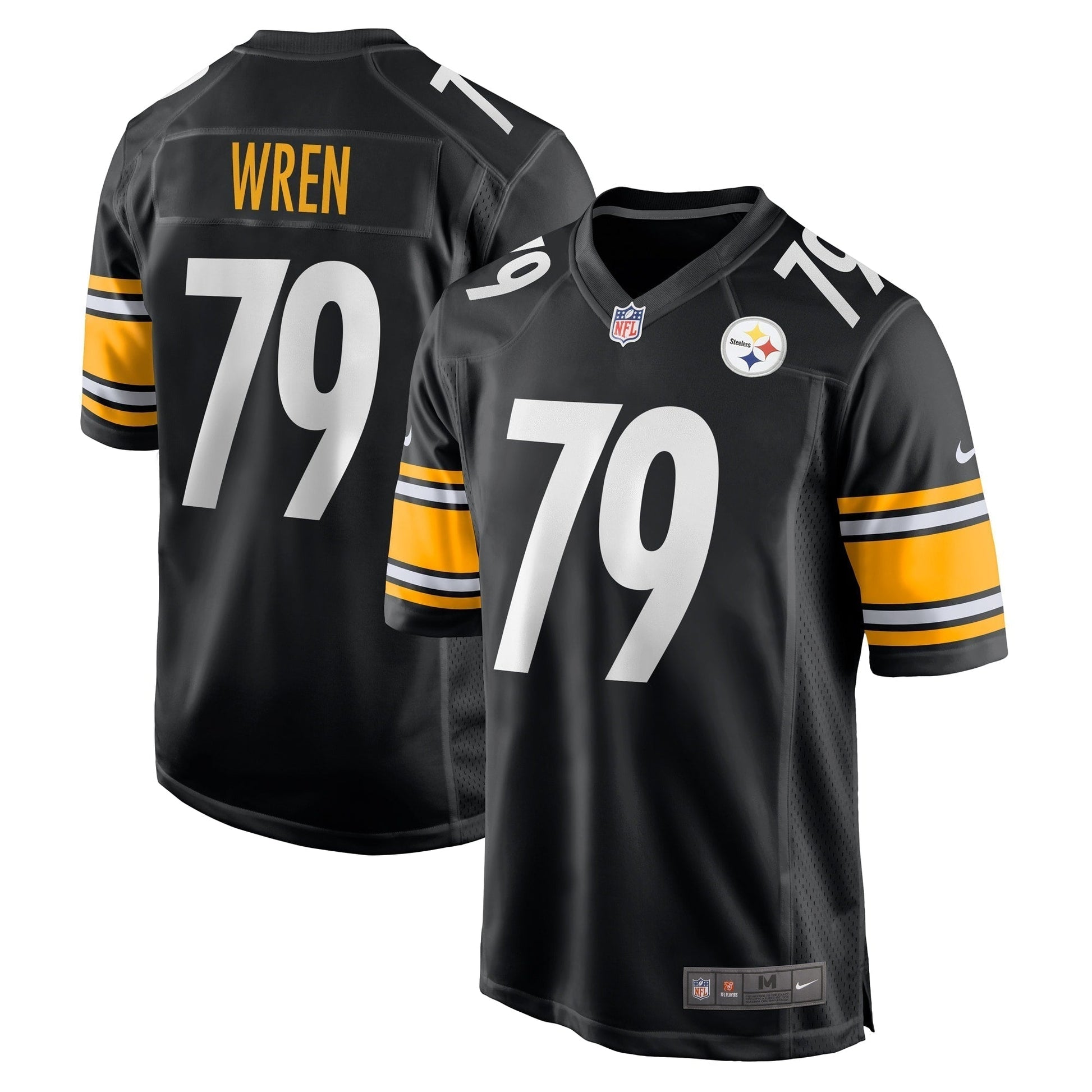 Renell Wren Pittsburgh Steelers Nike Game Jersey - Black football jersey product view 1