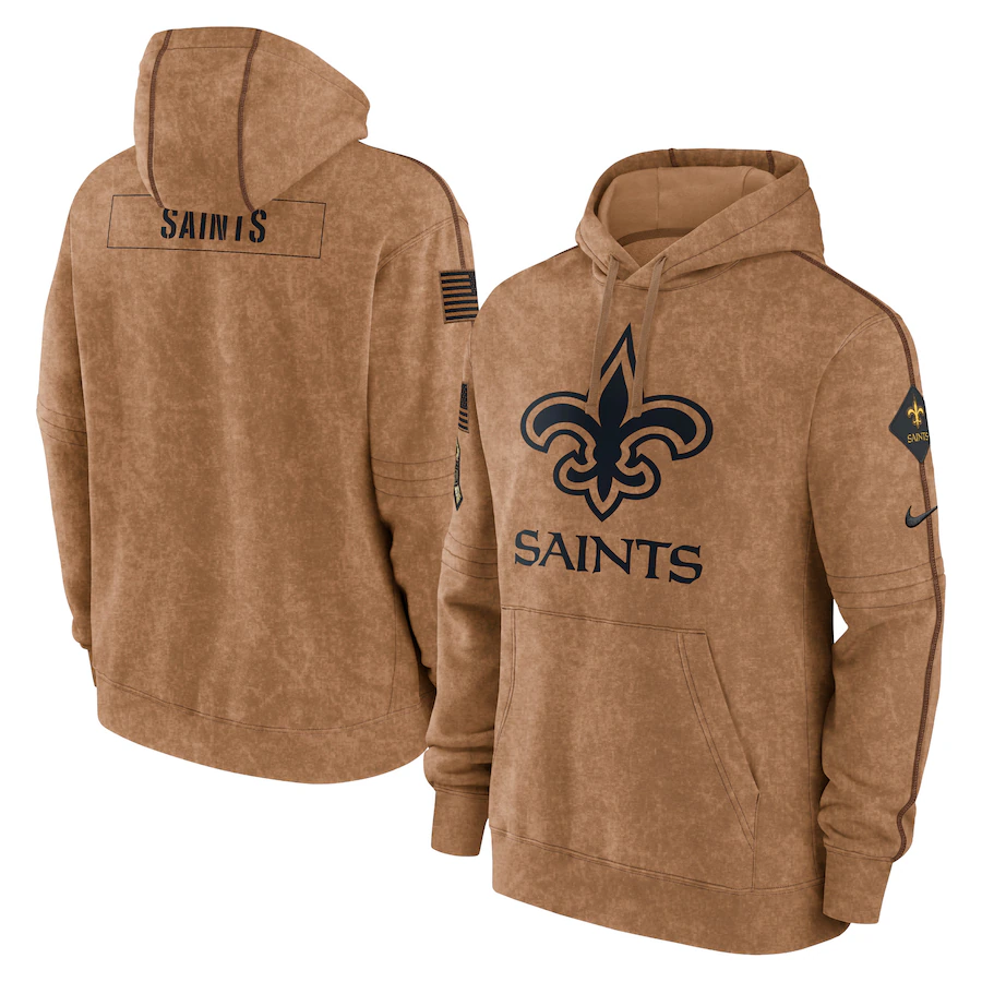 Men's New Orleans Saints Brown 2023 Salute To Service Club Pullover Hoodie1 football jersey product view 1