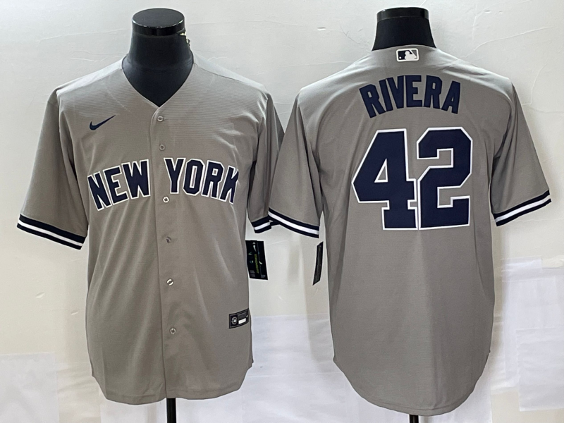 Men's New York Yankees Mariano Rivera #42 Gray Replica Player Jersey1 baseball jersey product view 1