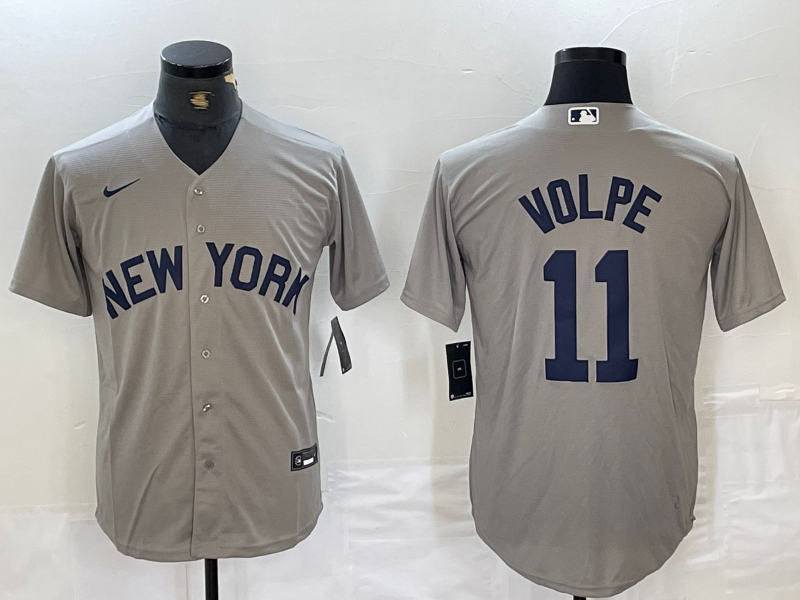 Men's New York Yankees Anthony Volpe #11 Gray Limited Game Jersey1 baseball jersey product view 1