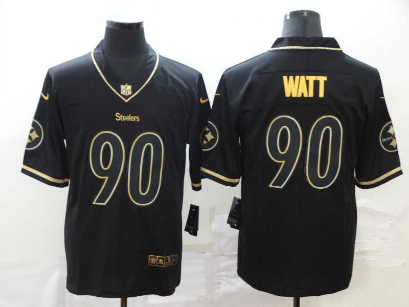 Men's Pittsburgh Steelers #90 T.J. Watt Black Authentic Player Jersey1 football jersey product view 1