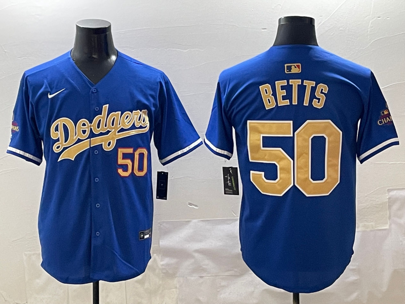 Men's Los Angeles Dodgers Mookie Betts #50 Royal 2025 Gold Collection Limited Jersey baseball jersey product view 1