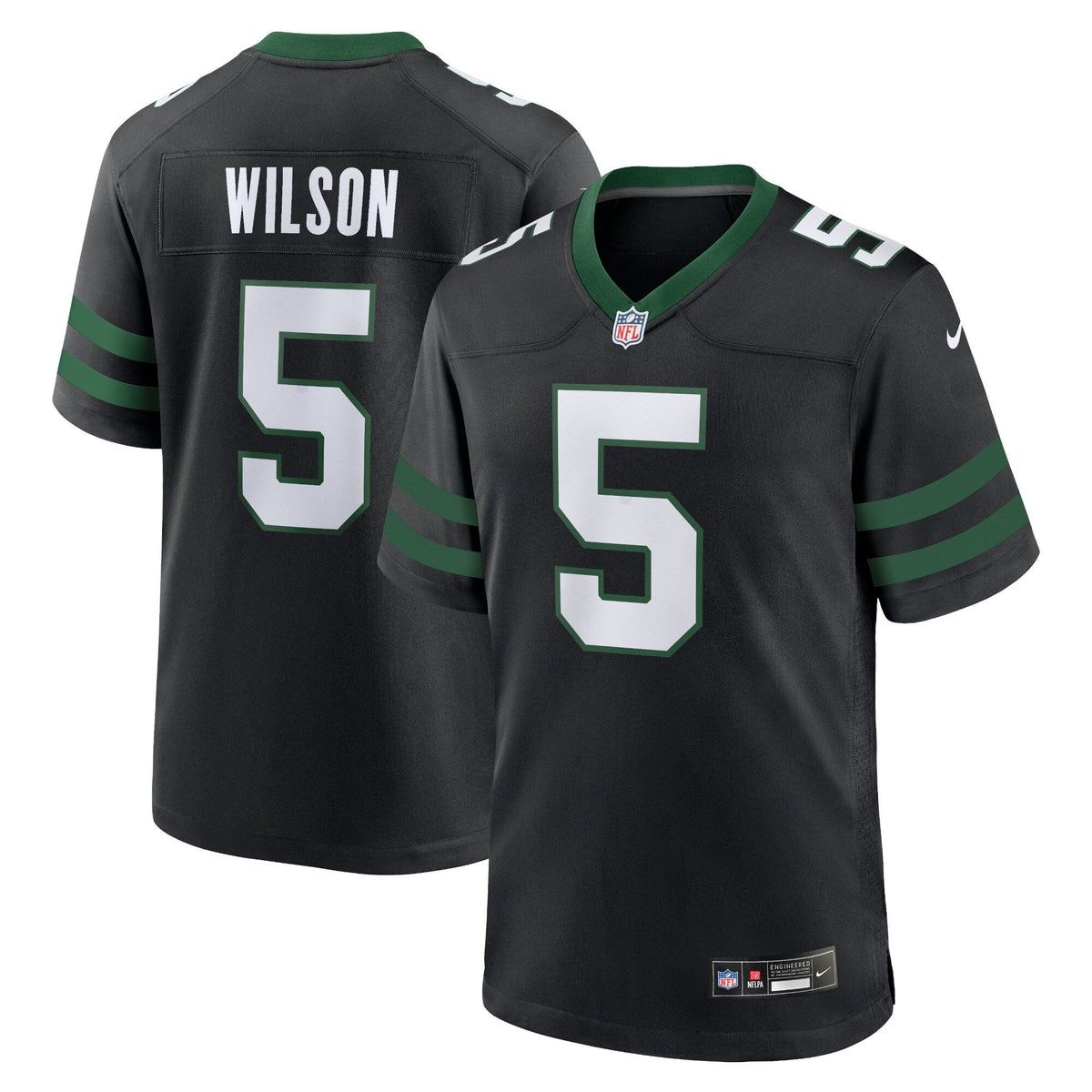 Garrett Wilson New York Jets Nike Alternate Game Jersey - Legacy Black football jersey product view 1